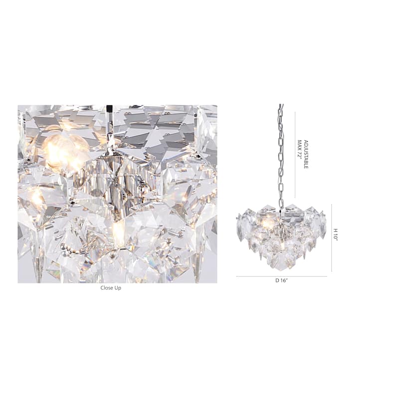 8-Light Chrome Chandelier With Clear Crystal Accents