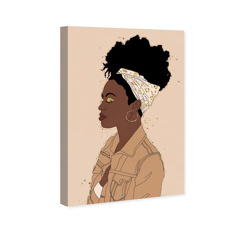 Wynwood Studio Canvas Fashion and Glam Her Tan Jacket Brown and Metallic Gold Glam Wall Art Canvas Print