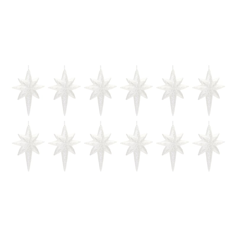Glittered Star Drop Christmas Ornaments - 8" - 12ct