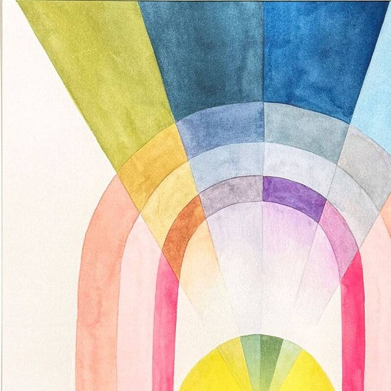 HomeRoots Set Of Two Geometric Watercolor Gold Framed Wall Art