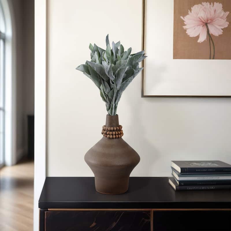 Terracotta Pottery Vase Decorative Handmade Artisan-Inspired Form - 10" x 10" x 12"