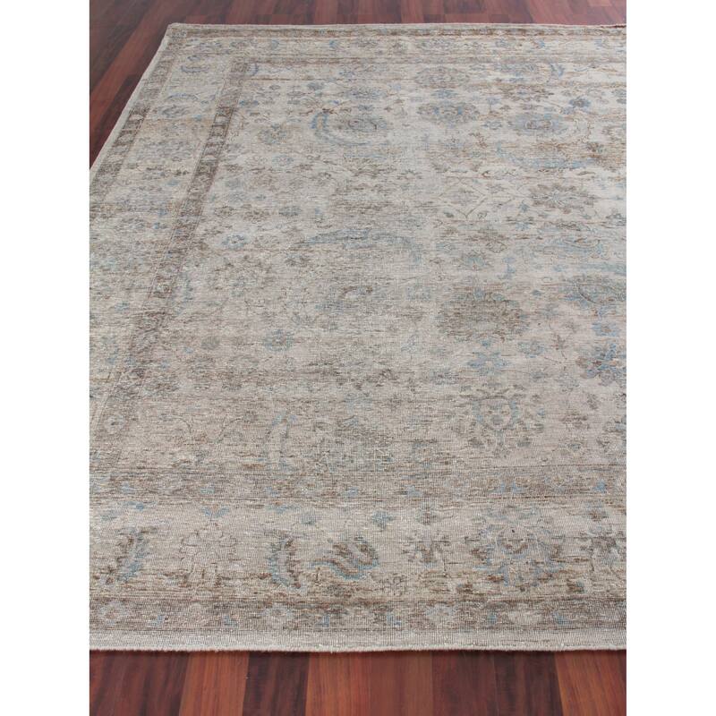 EXQUISITE RUGS Harper Hand-knotted New Zealand Wool Beige/Ivory/Blue Area Rug.