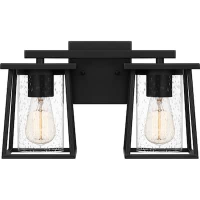 Lodge 2-Light Bathroom Vanity Light in Matte Black