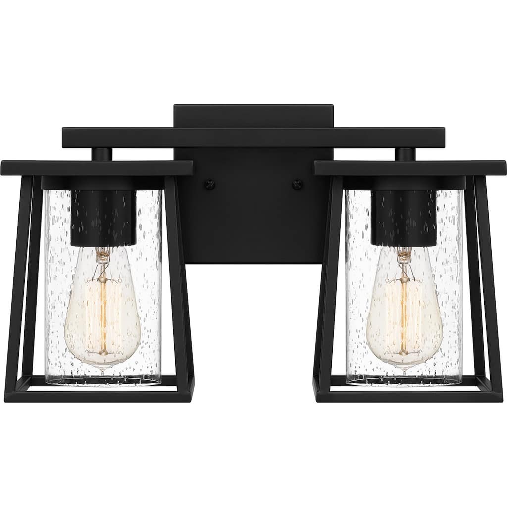 Lodge 2-Light Bathroom Vanity Light in Matte Black