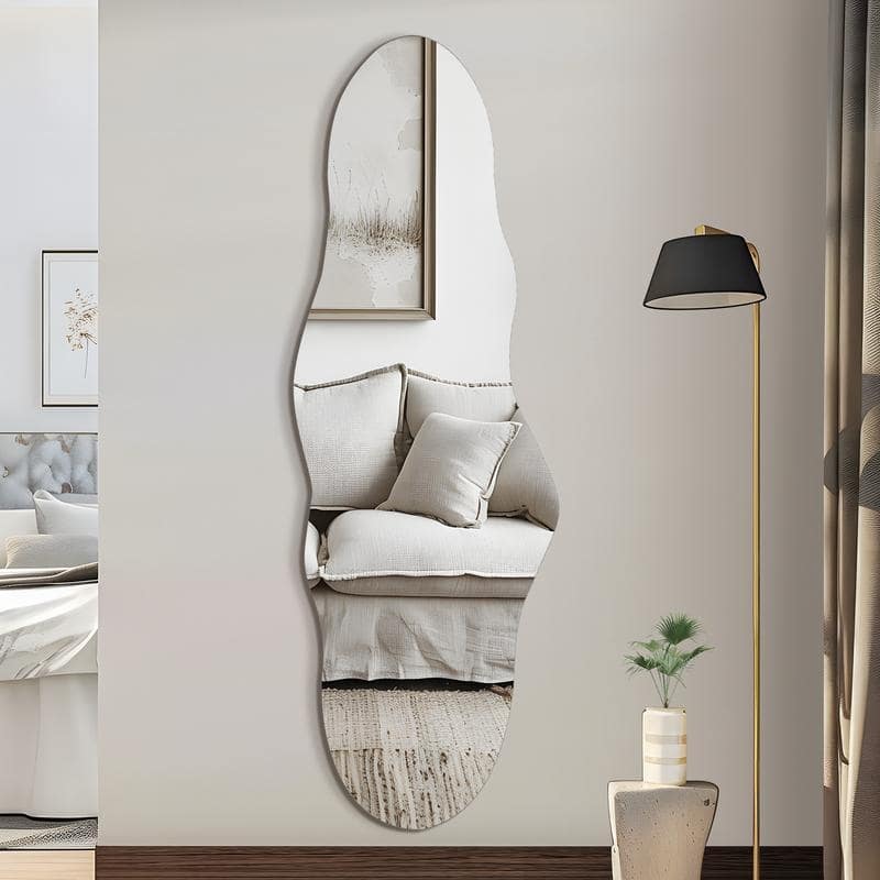 Irregular Cloud Frameless Wall Mirror Wall Mounted Modern Decorative Hanging for Bathroom Bedroom Living Room Entryway
