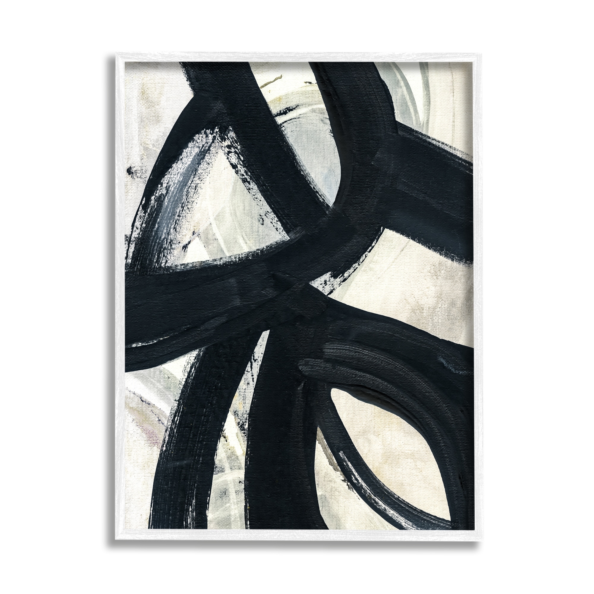 Stupell Dynamic Modern Black Paint Strokes Bold Abstract Framed Wall Art, Design by Susan Jill