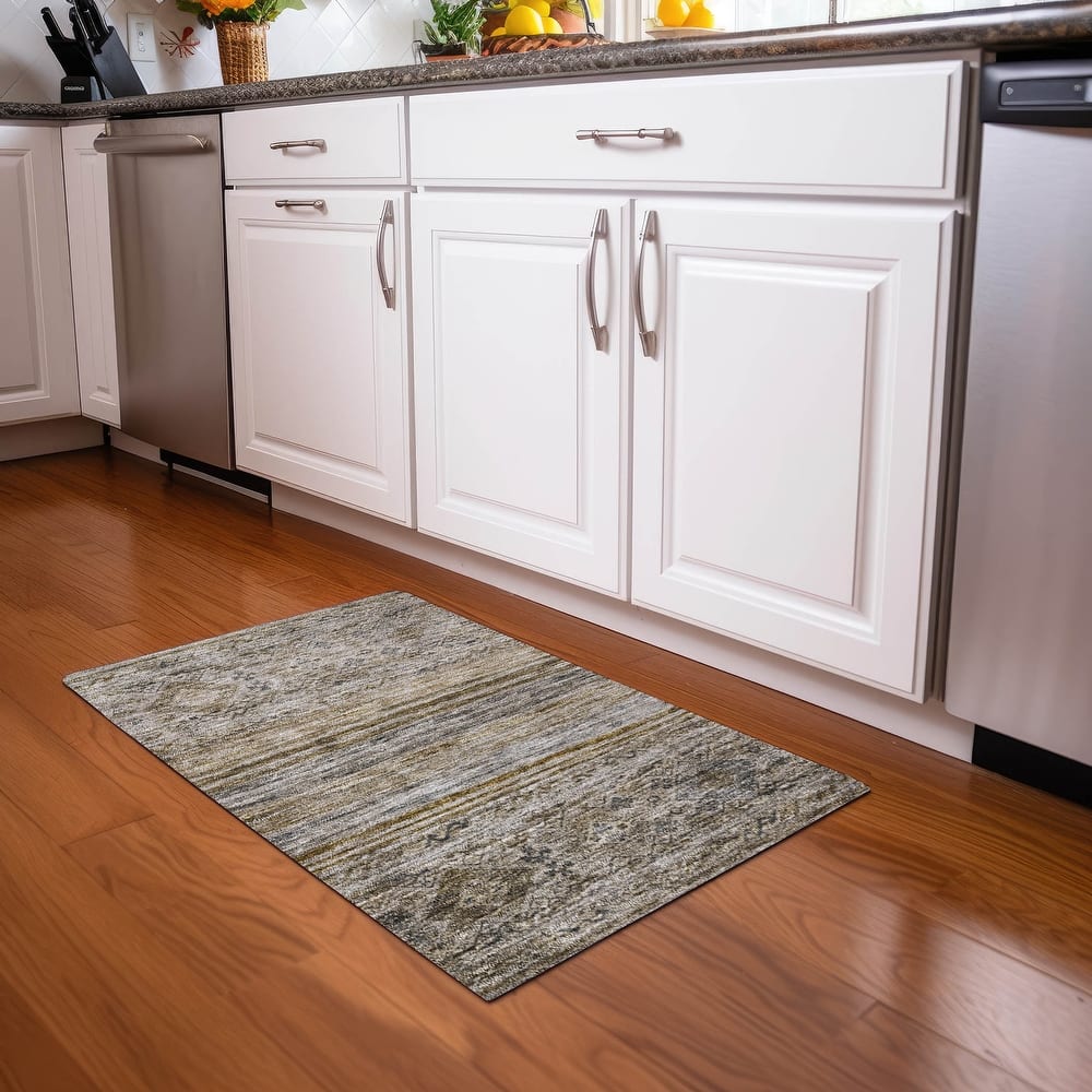 Machine Washable Indoor/ Outdoor Boho Moroccan Chantille Rug