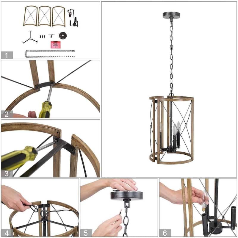 Modern Farmhouse 3-Light Chandelier Foyer Pendant Island Lights for Dining Room