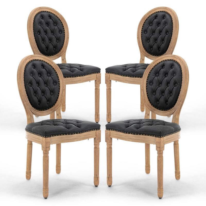Upholstered French Style Nailhead Dining Chairs(Set of 4)