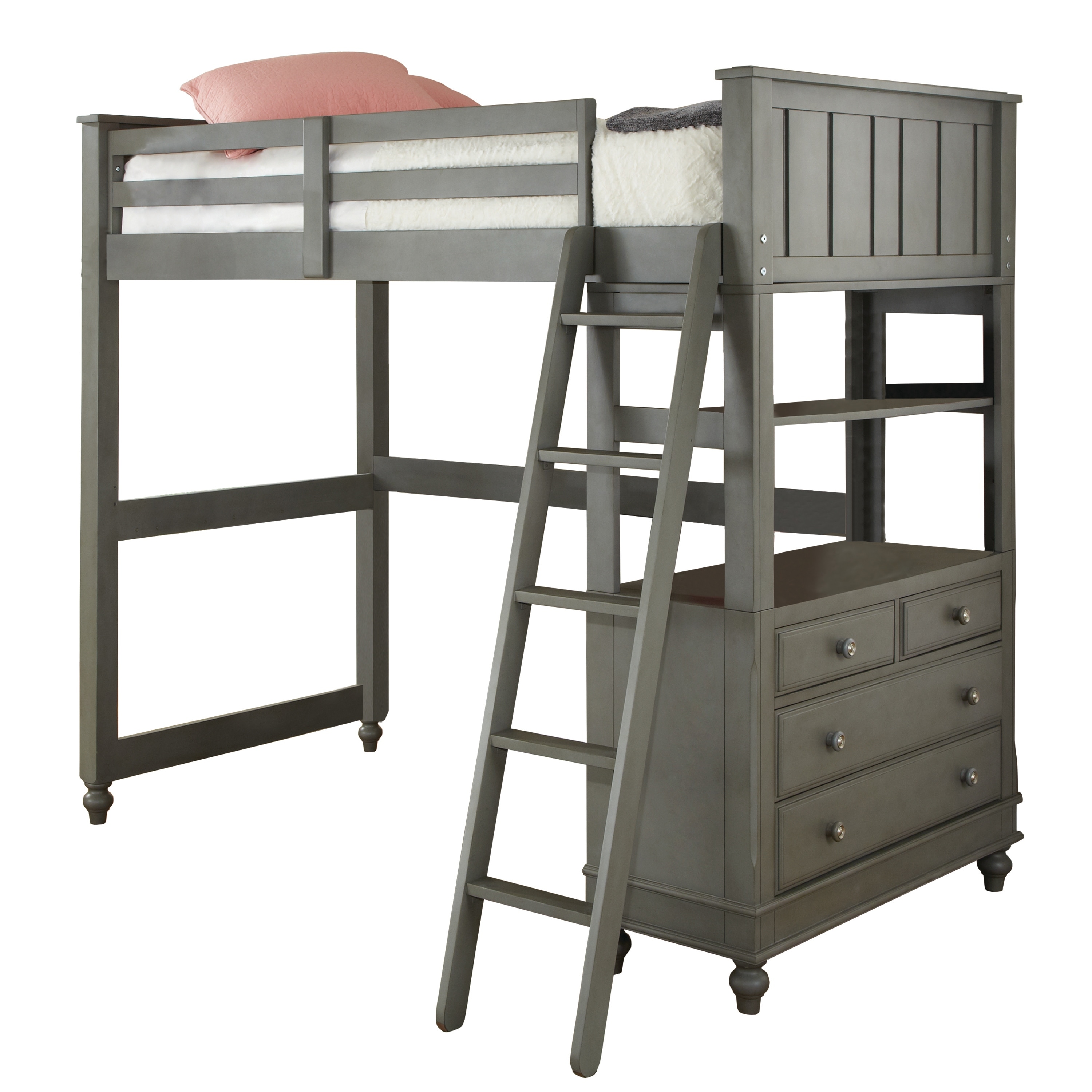 lake house stone full loft bed with desk