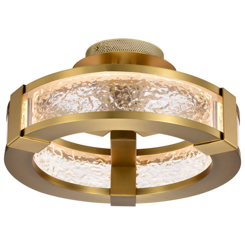Darrow - 13 Inch LED Semi Flush - Vintage Brass - Acrylic Panels - Vintage Brass