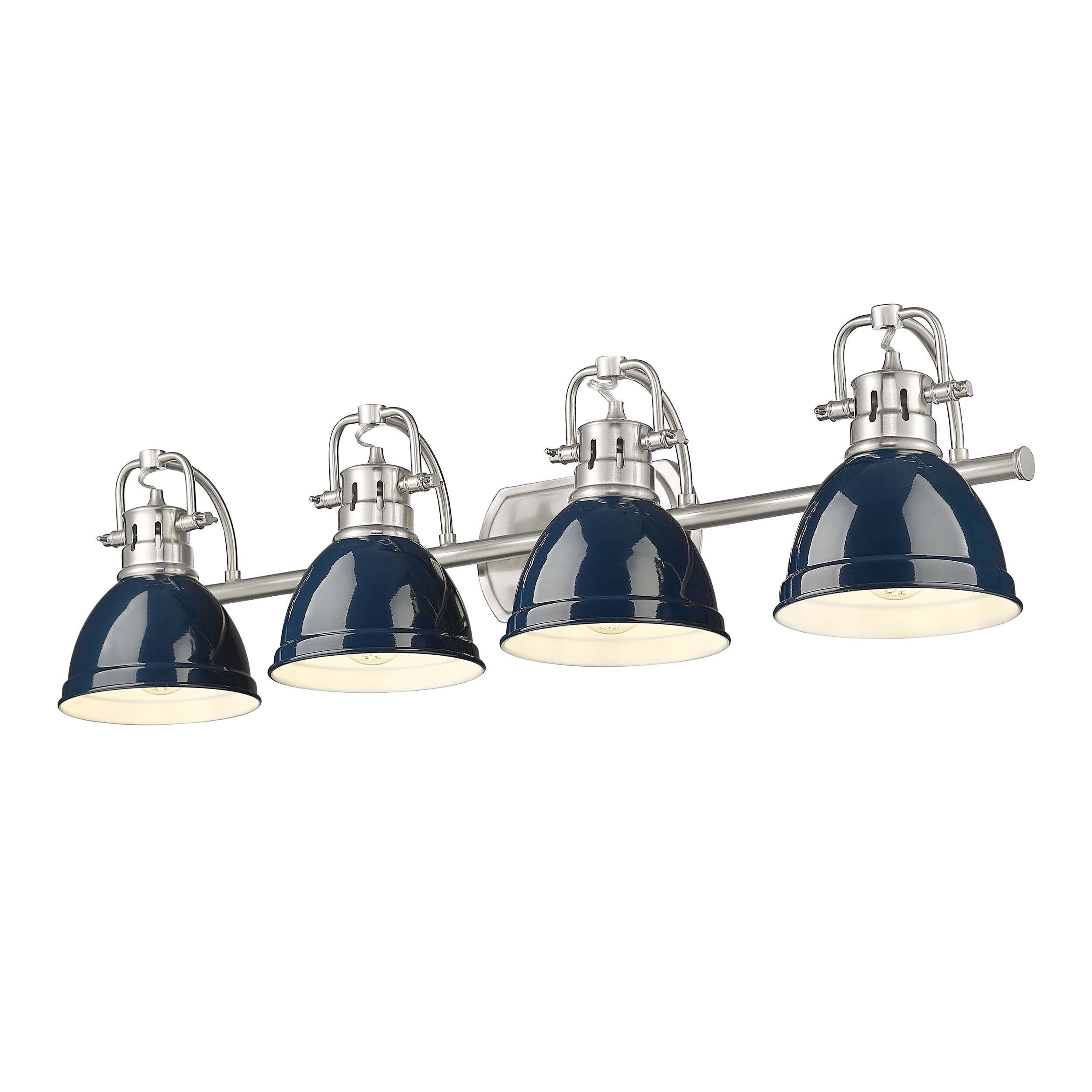 Golden Lighting Duncan 4-Light Vanity Light - Pewter - Navy Blue