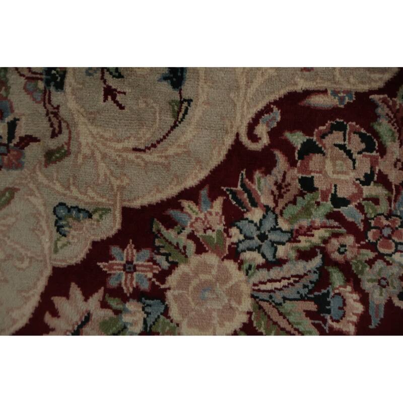 Hand Knotted Oriental 100% Wool Carpet Traditional Floral Red Aubusson Area Rug - 10' 3'' X 8' 0''