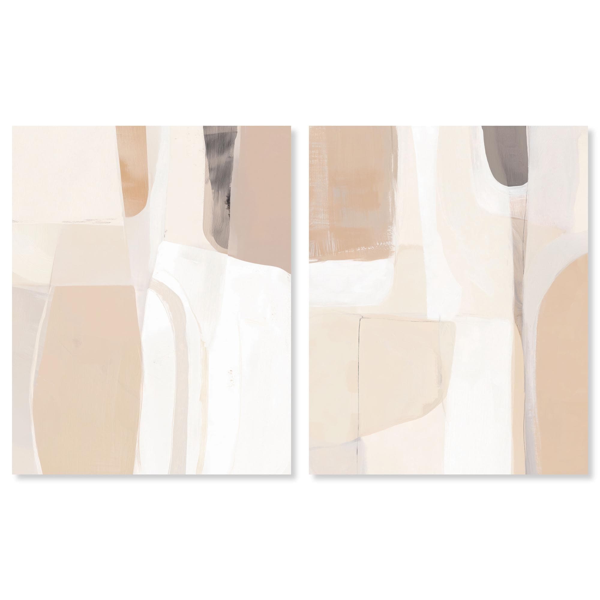 Neutral Luxe Harmony Abstract Boho Wall Decor Set of 2 Wrapped Canvas Print by Art Remedy