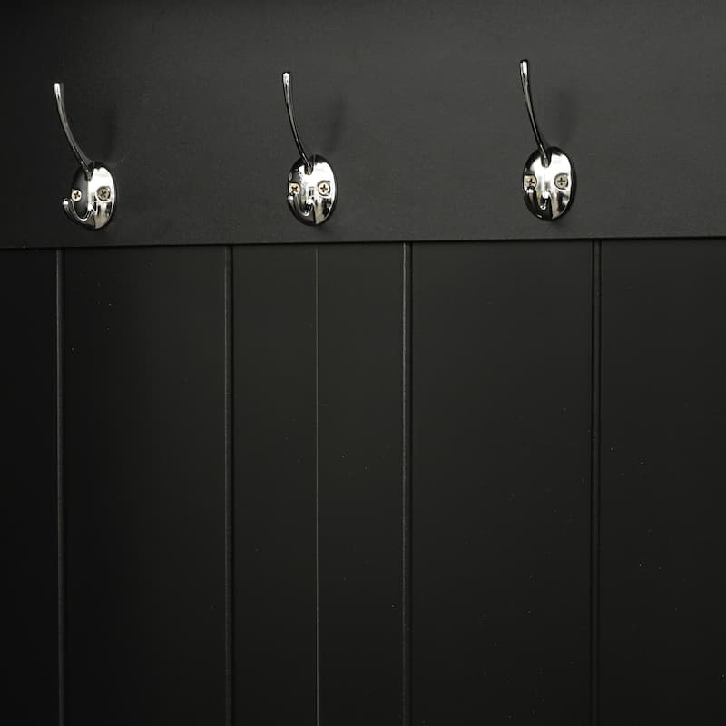 Roomfitters Modern Hall Tree with Flip-Up Storage Bench, Multifunctional Mudroom Shoe Cabinet with Shelves and Hooks