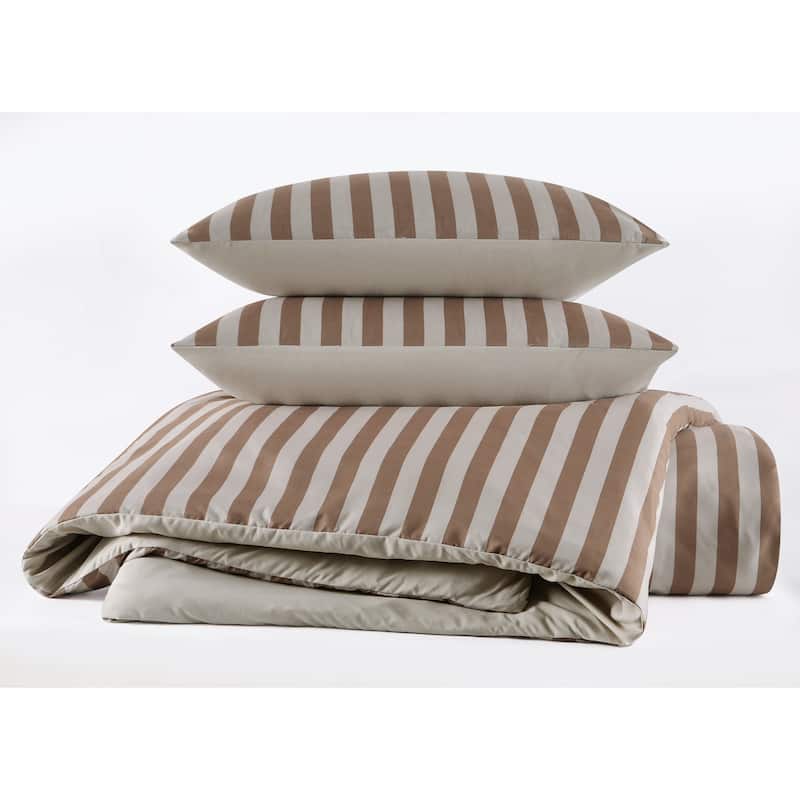Truly Soft Weston Stripe Duvet Cover Set - Brown - Twin - Twin XL