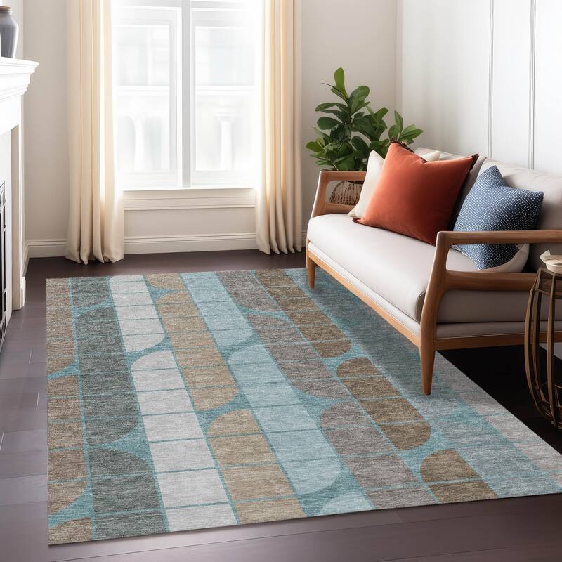 Machine Washable Indoor/ Outdoor Modern Finch Chantille Rug