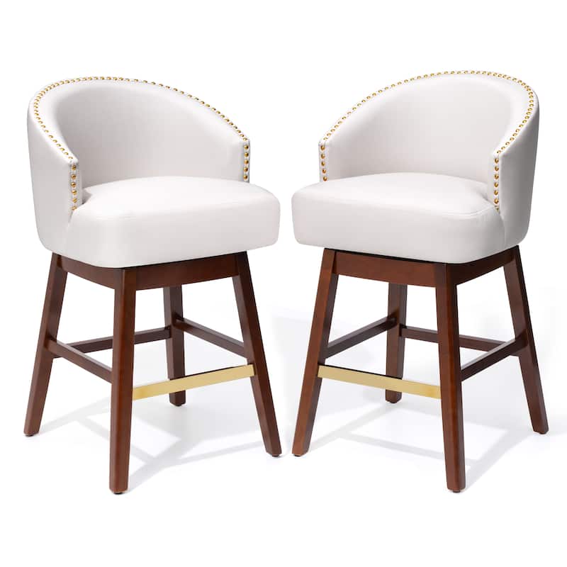 Pellebant 26.4''/31.9"H Height Solid Wood Swivel Indoor Bar Stools