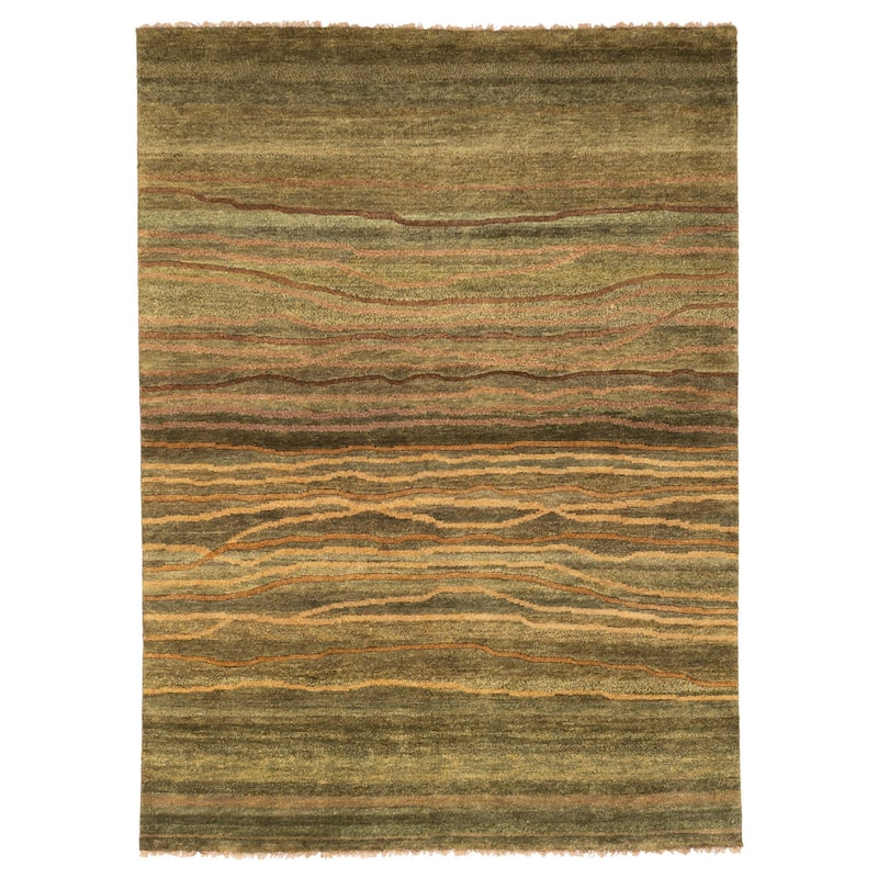 ECARPETGALLERY Hand-knotted Peshawar Ziegler Green Wool Rug - 5'1 x 7'0
