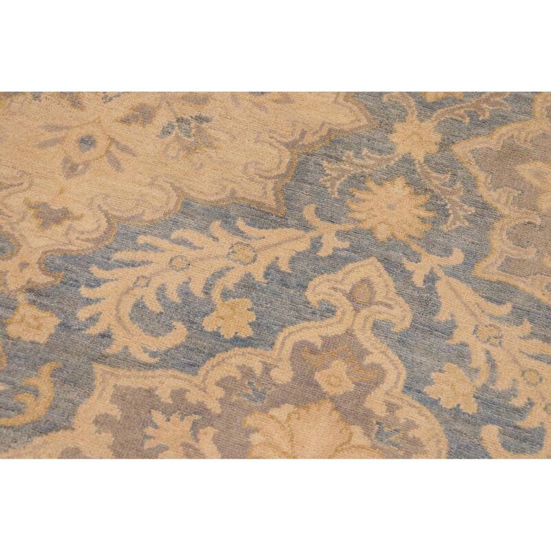 Oriental Ziegler Tova Blue Beige Hand-knotted Wool Rug - 9'10" x 13'8"