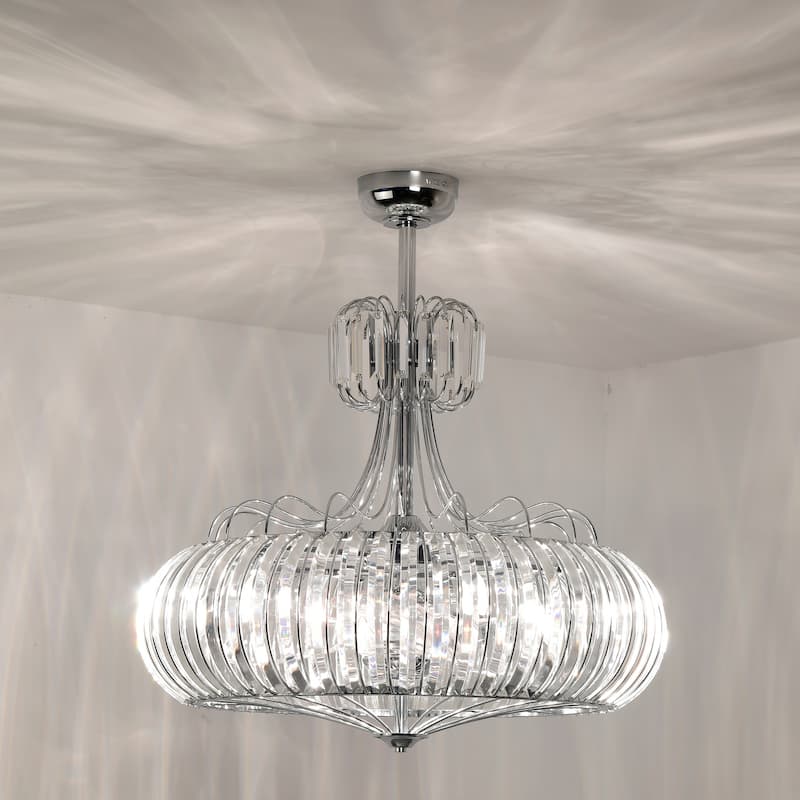 Bellamy Chrome 28-inch 6-light Lighted Ceiling Fan with Crystal Shade (includes Remote and Light Kit)