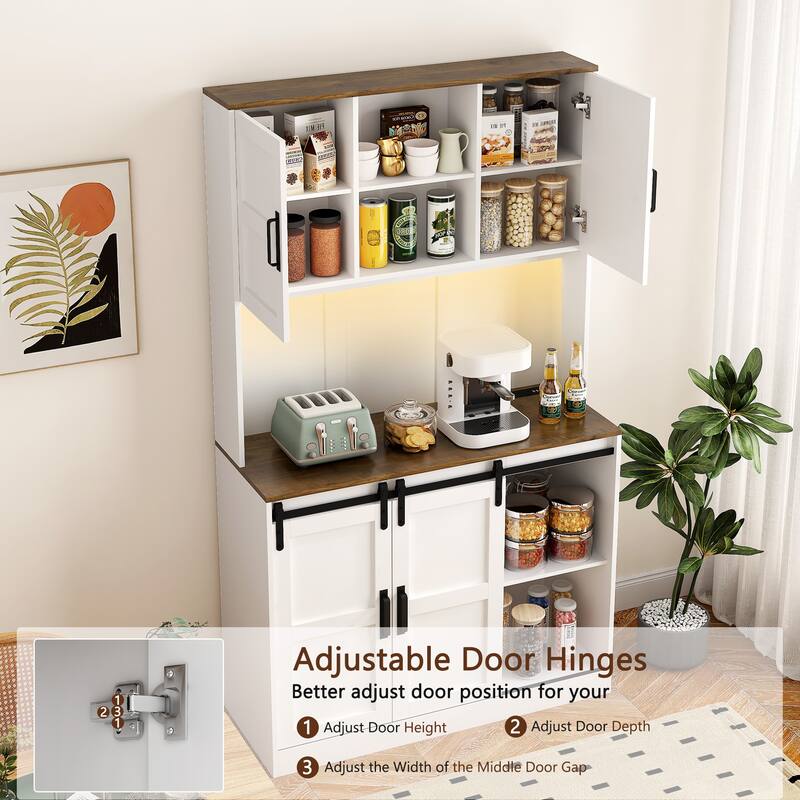 Roomfitters 72" Kitchen Pantry Cabinet with Charging Station, Tall Storage Cupboard, Adjustable Shelves, Organizing, White