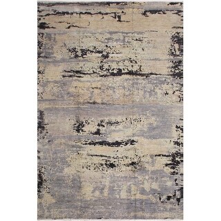Contemporary Ziegler Sloan Grey Black Hand-knotted Wool Rug - 11'10