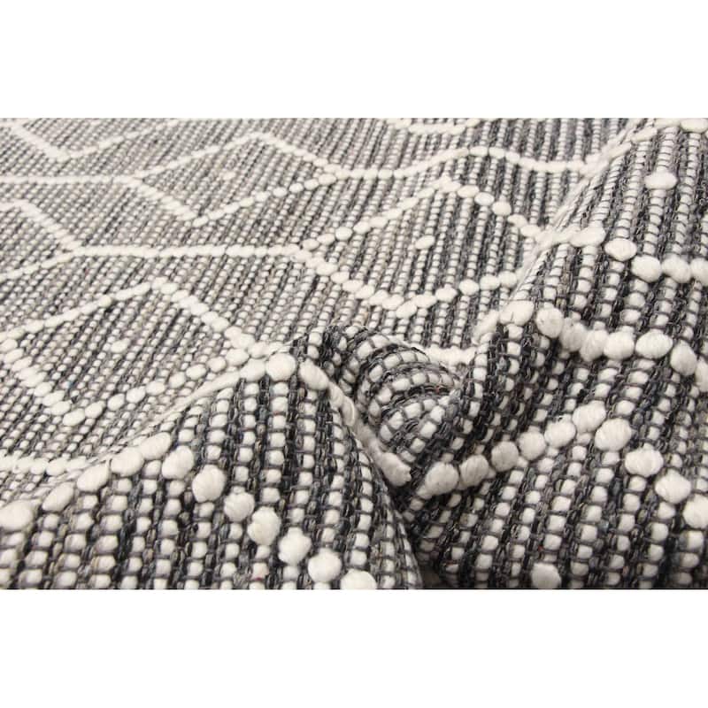 ECARPETGALLERY Braid weave Sienna Grey Wool Rug - 6'0 x 9'0
