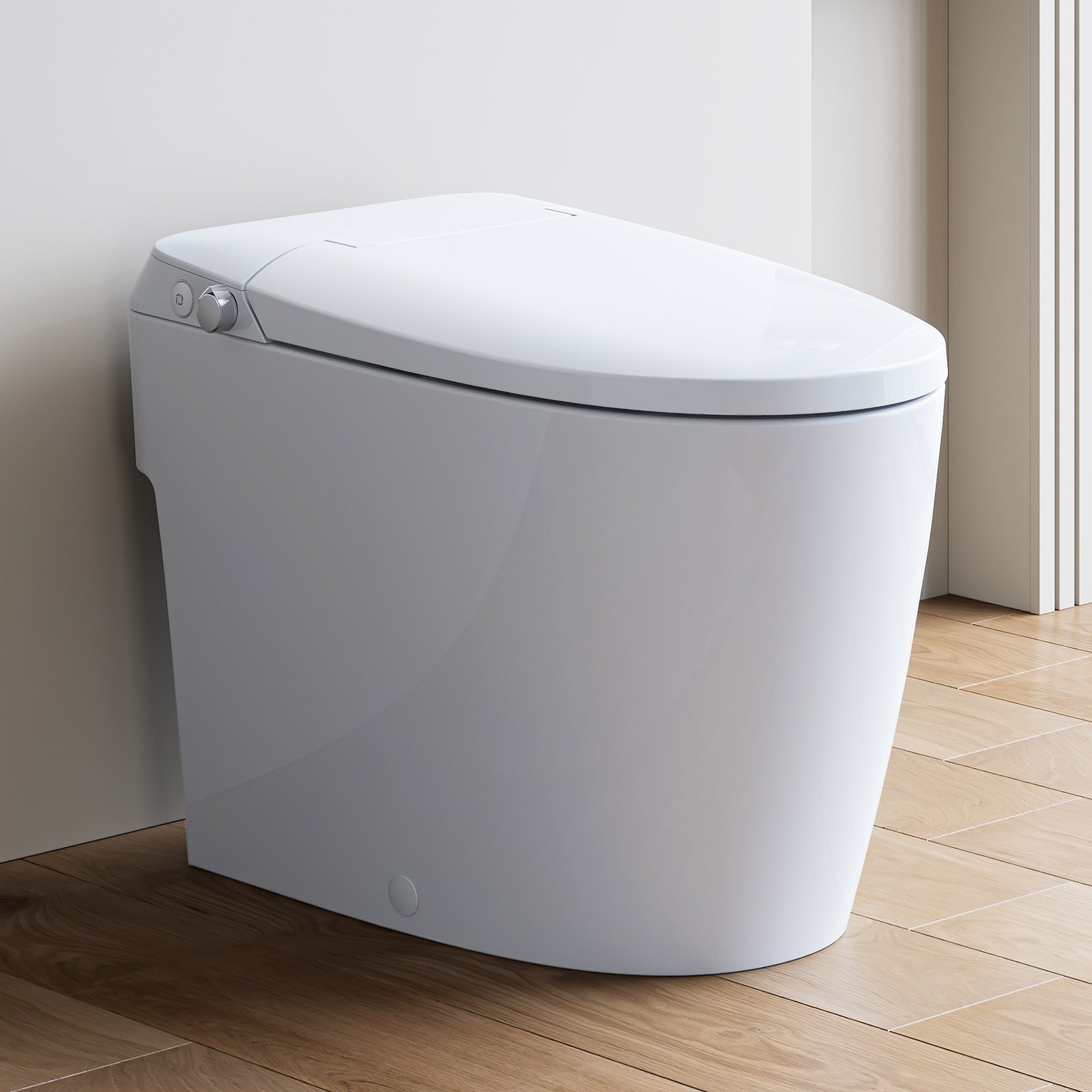 HOROW Non Electric Elongated Bidet Toilet White with ADA Height Foot Flush