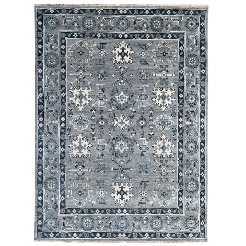 Handknotted Wool SILVER Traditional Classic Oushak Rug