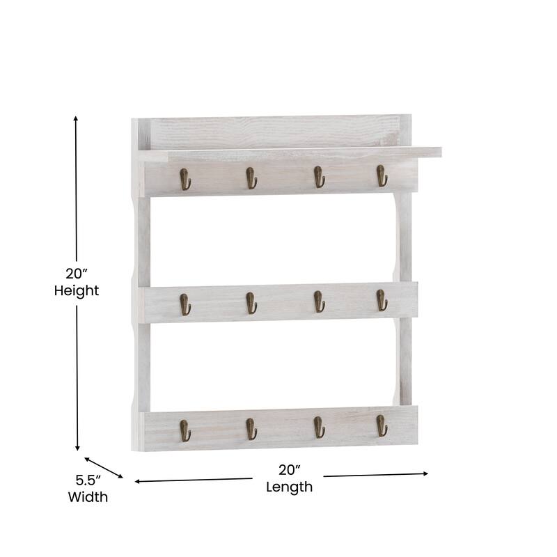 Wall Mount Coffee Mug Rack with Upper Storage Shelf