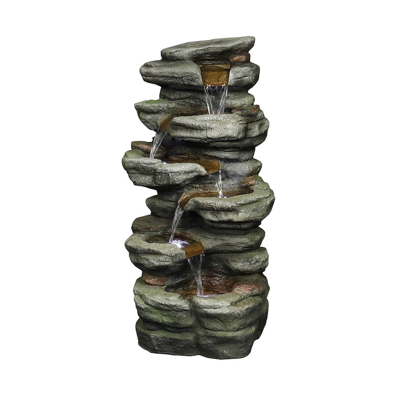 30.7'' Rock Water Fountain Outdoor Resin Fountain with Light