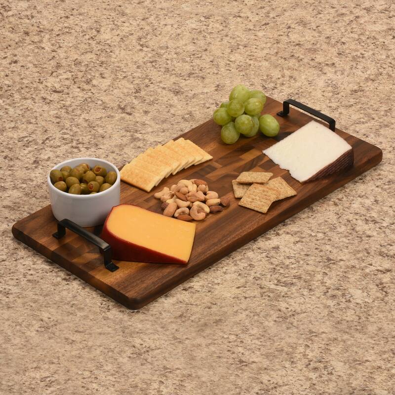 Wood Tray w/ Metal Handle - Rect - 10" x 20"