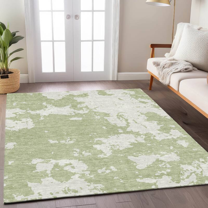 Machine Washable Indoor/ Outdoor Chantille Abstract Rug