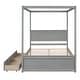 preview thumbnail 6 of 25, Full Size Wood Canopy Bed with 2 Drawers - Modern Design for Stylish Bedrooms, Brushed White/Brown/Grey