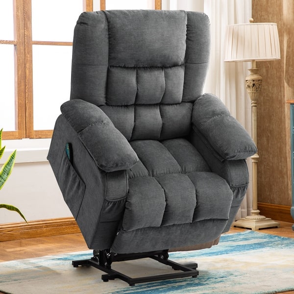 slide 2 of 22, Super Soft And Large Power Lift Recliner Chair with Massage and Heat for Elserly Grey