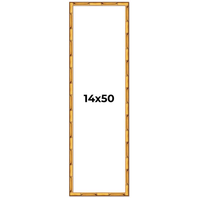 14x50 Frame Gold Bamboo Picture Frame Modern Photo Frame Includes UV Acrylic Shatter Guard Front Acid Free Foam Backing Board