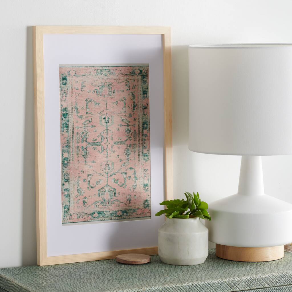 SAFAVIEH Tolmina 23-inch Green/Pink Framed Textile Wall Art