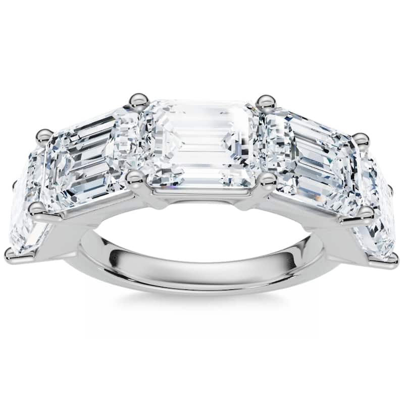5.10Ct Emerald Cut Diamond 5 Stone Wedding Anniversary Ring Gold Lab Grown