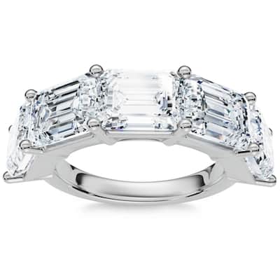 5.10Ct Emerald Cut Diamond 5 Stone Wedding Anniversary Ring Gold Lab Grown