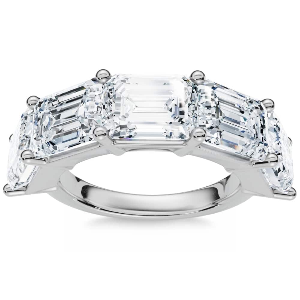 5.10Ct Emerald Cut Diamond 5 Stone Wedding Anniversary Ring Gold Lab Grown