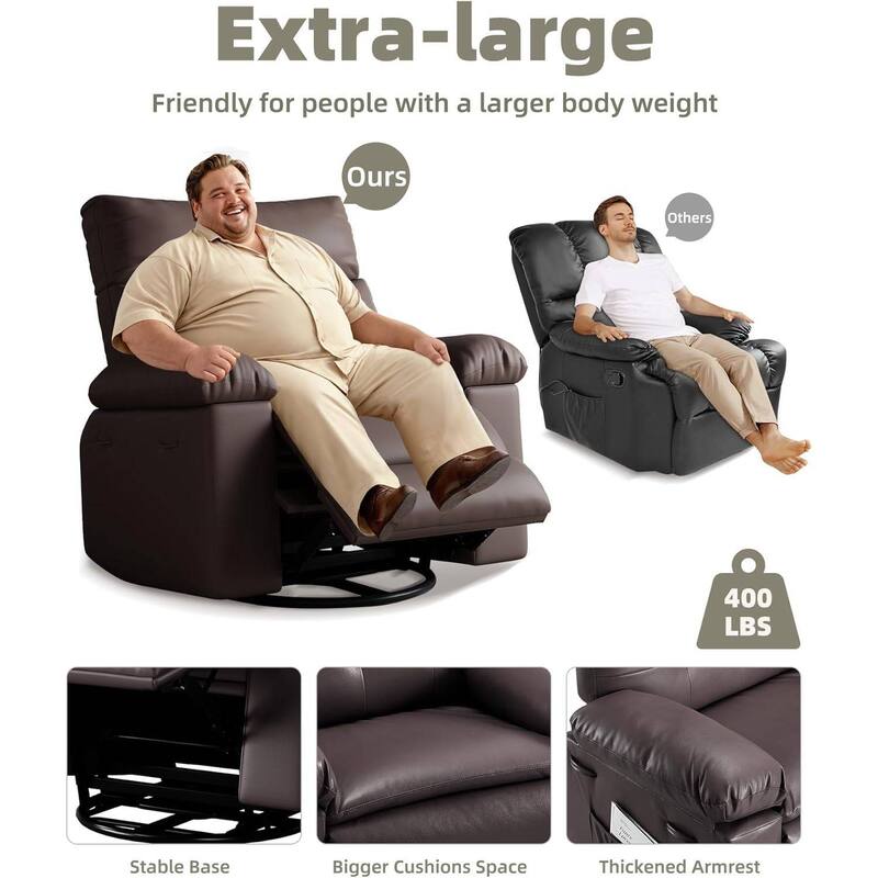 Oversized Manual Recliner, Comfort Lazy Sofa Chair for Living Rooms and Bedroom