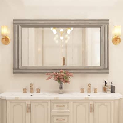 Solid Wood Frame Flat Bathroom Mirror-Large