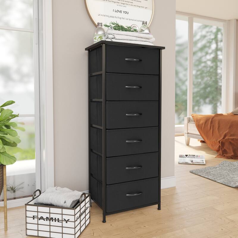 Pellebant 6 Drawers Vertical Storage Tower - Black - 6-drawer