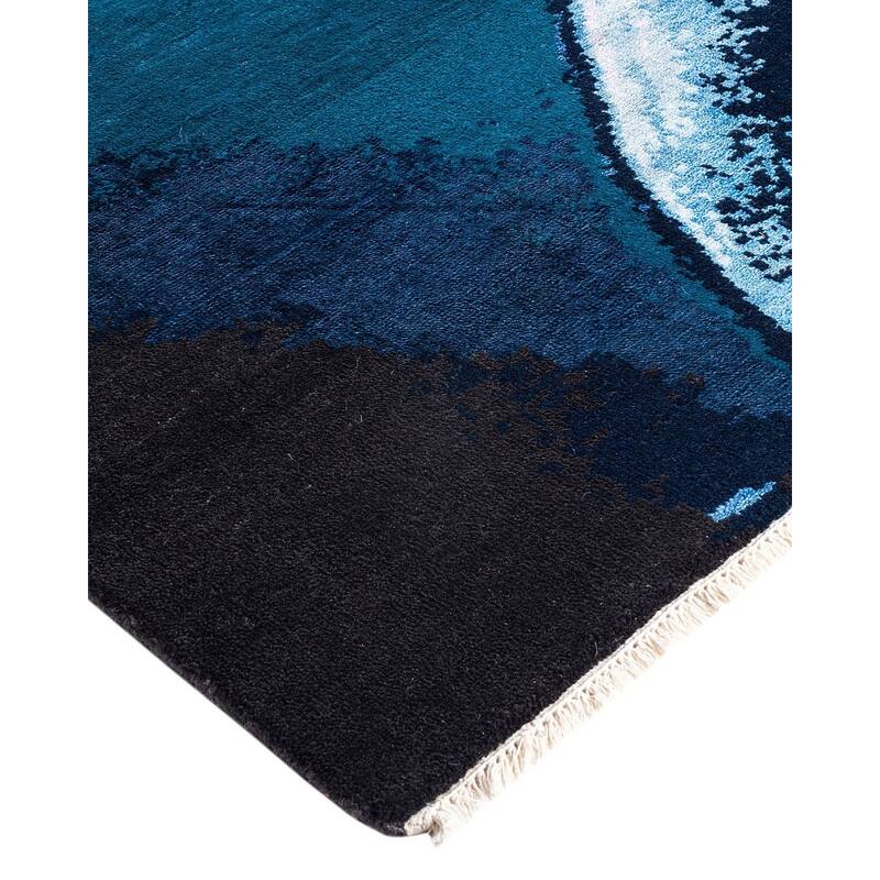 Ikat One-of-a-Kind Hand-Knotted Area Rug - Navy, 8' 3" x 10' 3" - 8' 3" x 10' 3"
