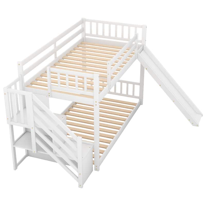 Convertible Twin Bunk Bed with Slide - Perfect for Kids' Rooms
