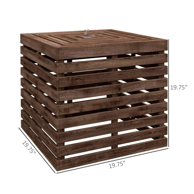 Wooden Umbrella Stand Storage Box with Coffee Table Top Fits 1.5 to 1.9 Inch Poles for Outdoor Patios