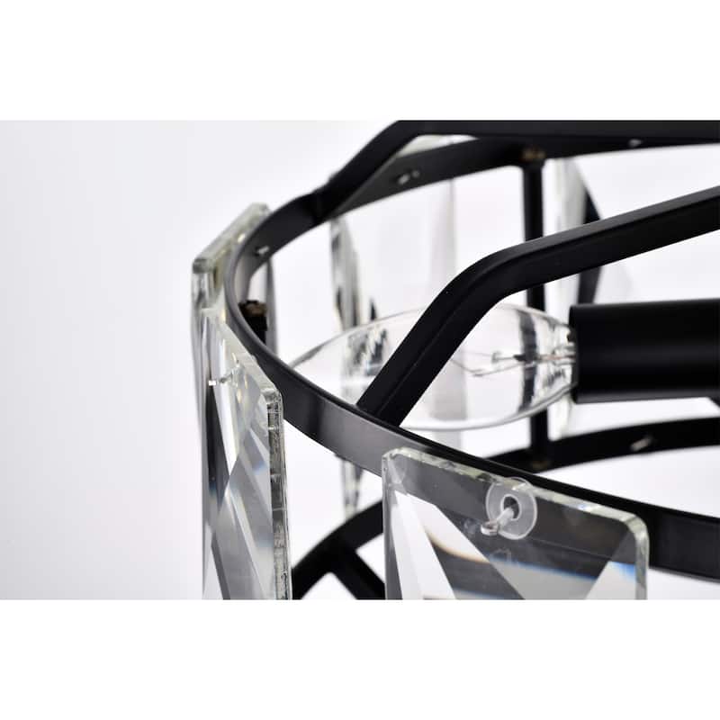 Alban 16 Inch Matte Black Crystal Shade Fandelier - N/A