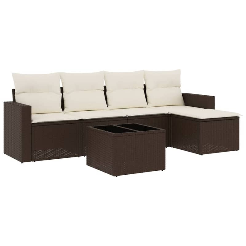 vidaXL Garden Sofa Set Brown PE rattan 6 Piece Set Modular - 21.7 x 21.7 x 14.6