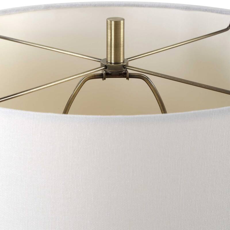Gek Table Lamp, Off White Linen Shade, Black Tapered Base, 28 Inch